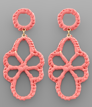 Coral Oval Flower Earring
