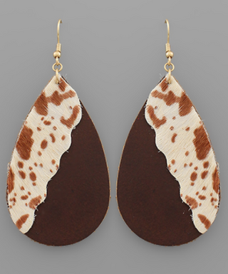 Cow Brown TDrop Earring