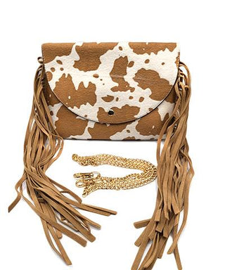 Cow Long Tassel Bag Beige