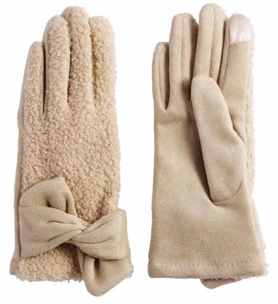 Cream Sherpa Knot Gloves