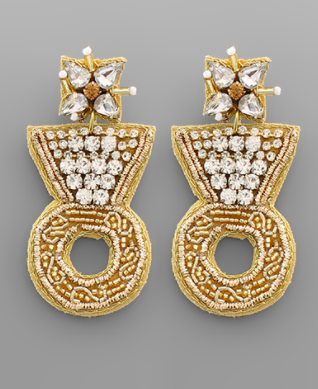 Crystal Bead Ring Earring Gold
