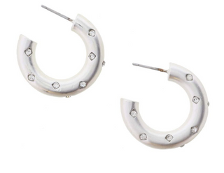 Crystal Silver Hoop