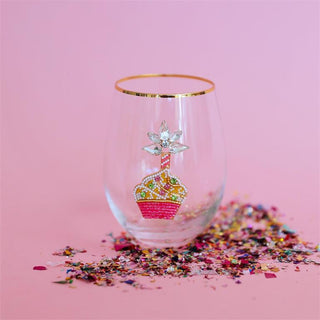 Cupcake Beaded Wine Glass