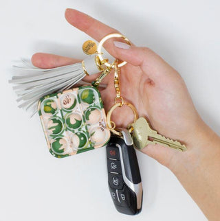 Dark Green Floral Pop Keychain