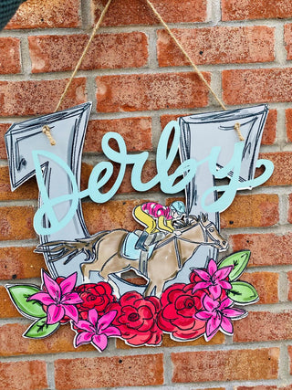 Derby Horseshoe Aqua Door Hanger
