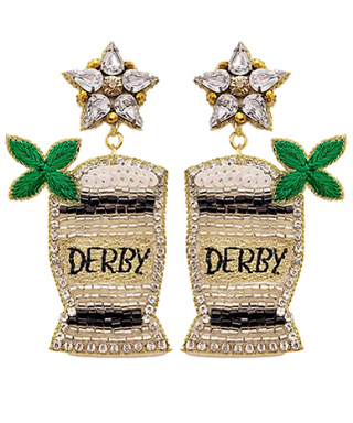 Derby Mint Julep Earrings Silver