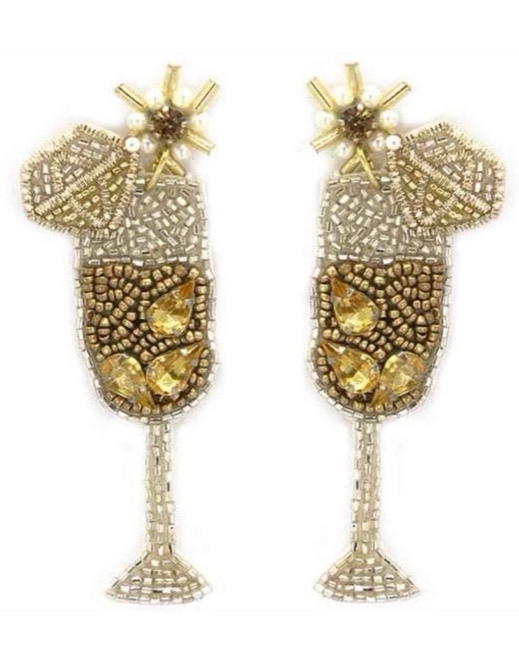 Diamond Garnish Cocktail Earring Topaz