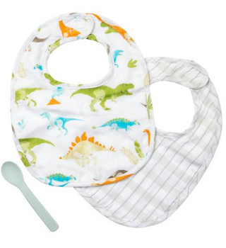 Dino Muslin Bib Set