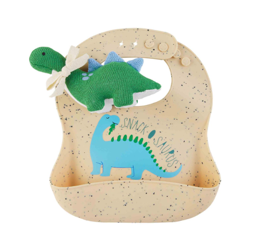 Dinosaur Silicone Bib & Rattle