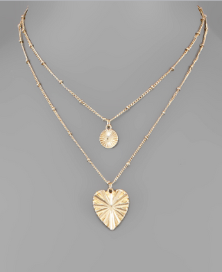 Disc & Heart Layer Necklace