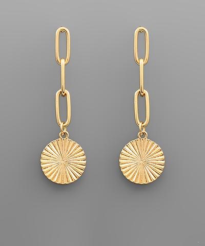 Disk/Chain Earring Gold