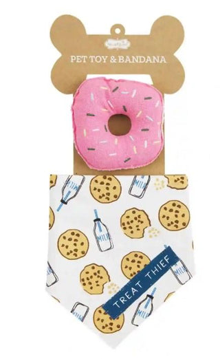 Donut Pet Toy Bandana Set