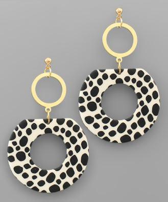 Dotted Clay Circle Earring Black