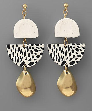 Double Half Moon Clay Earring