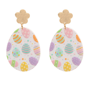 Easter Egg Drop Earrings White