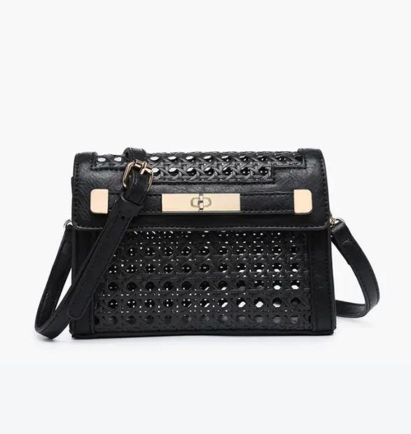 Etta Black Rattan Clutch