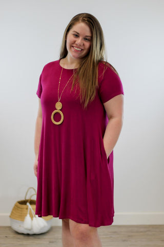 curvy t shirt dress Butter Soft T-Shirt Dress w/ Pockets (6 Fall Colors)- CURVY AVAILABLE