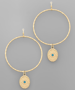 Evil Eye Dangle Earring Gold