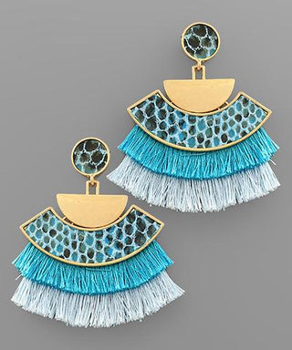 Teal Animal Layered Earring