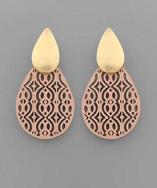 Pink Lazer Cut T-Drop Earring