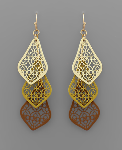 Brown Layered Filigree Earring