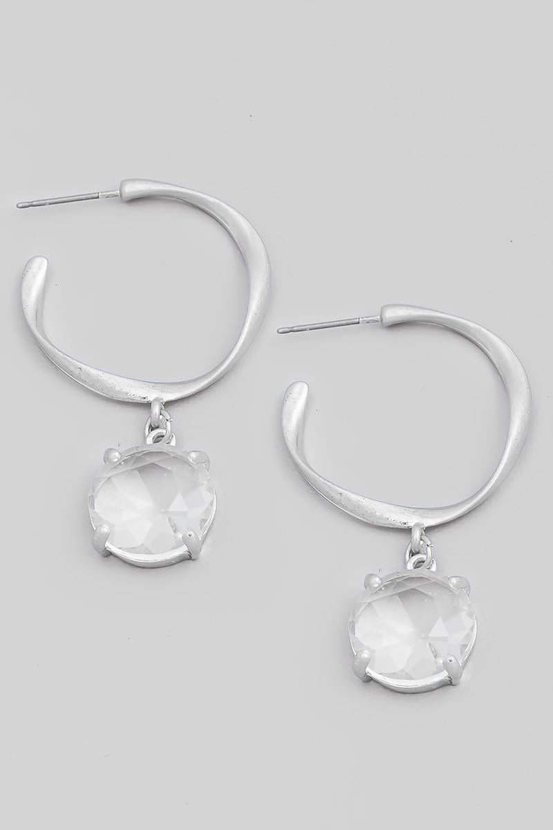 Silver Hoop with Stone