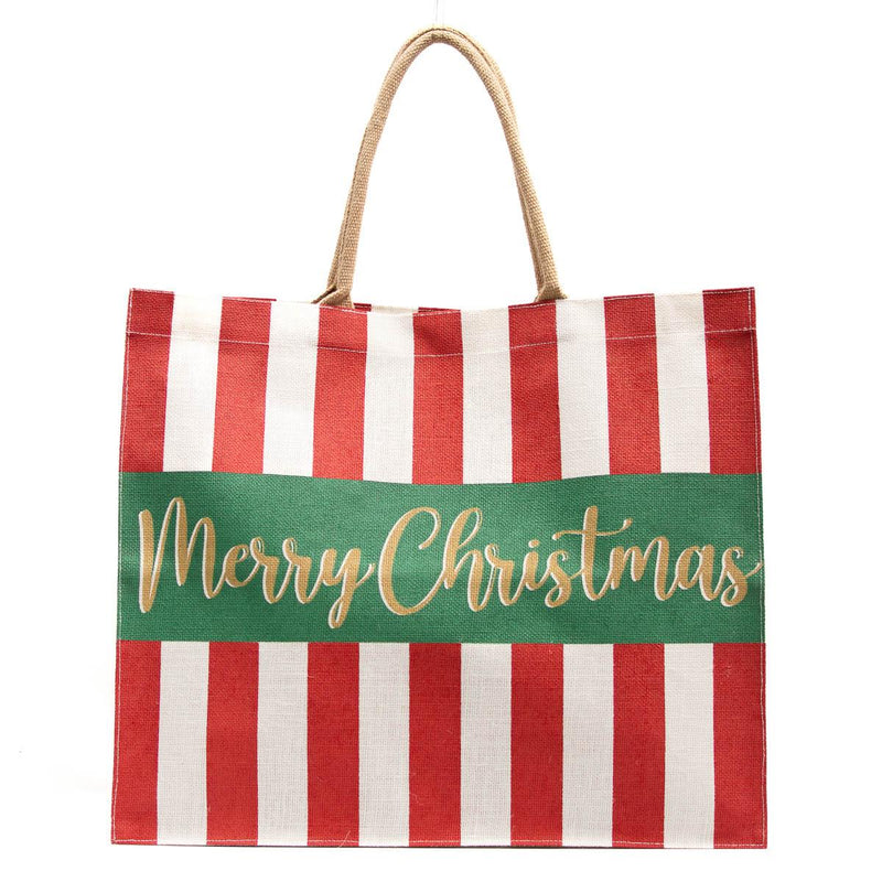 Merry Christmas Stripe Tote