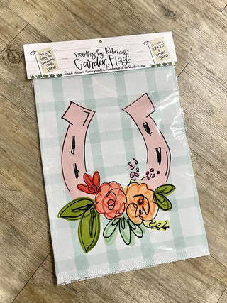 Pink Horseshoe Garden Flag