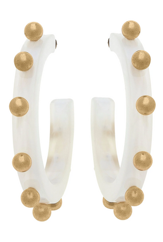 White Kelley Studded Hoop