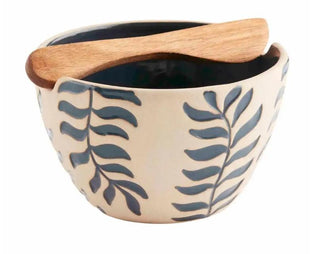 Exposed Blue Leaf Dip Bowl Set