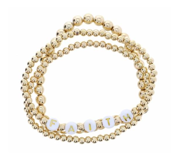 Faith Gold Beaded Bracelet