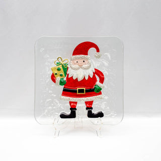 Festive Santa Glass Platter