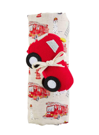 Fire Truck Swaddle & Rattle