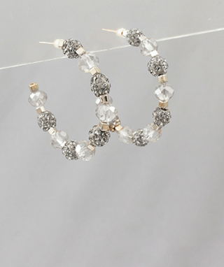 Fireball Crystal Bead Hoops Gold
