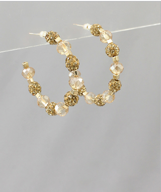 Fireball Crystal Bead Hoops Peach