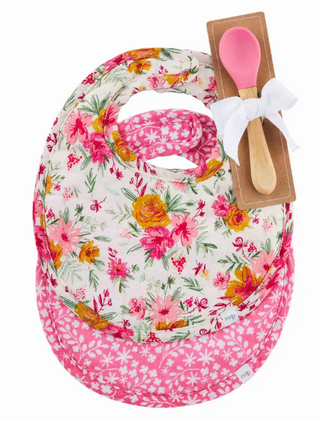 Floral Bib & Spoon Set