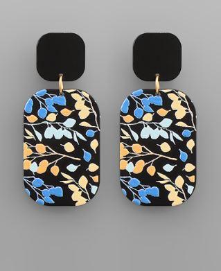 Floral Paint Earrings Blue
