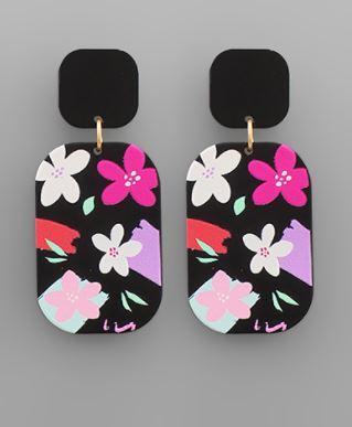 Floral Paint Earrings Fuschia