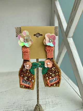 Floral Rose Bottle Earring Gold
