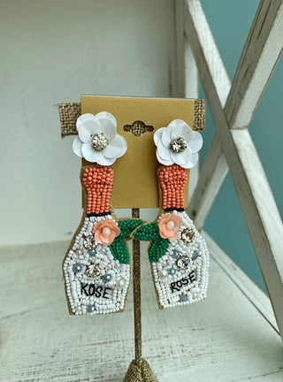 Floral Rose Bottle Earring White