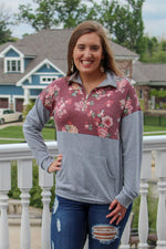 Floral Zip Up Sweatshirt