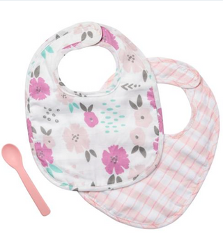 Flower Muslin Bib Set