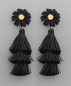 Flower & Tassel Earring Black