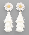 Flower & Tassel Earring White