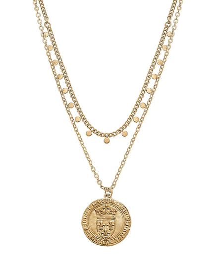 French Coin Layered Necklace