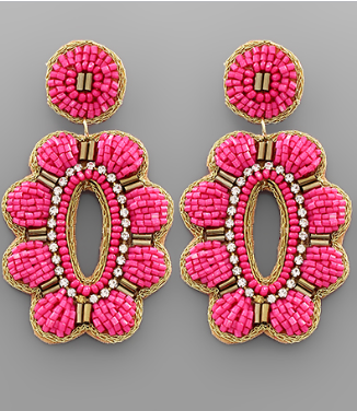 Fuchsia Beaded Earring