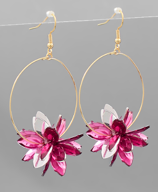 Fuchsia Flower Abstract Earring