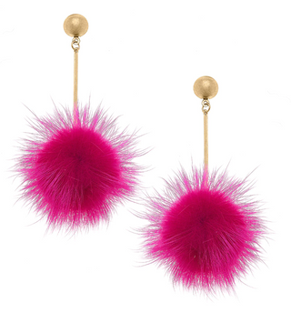 Fuchsia Pom Drop Earring