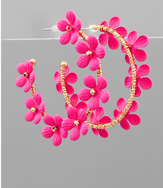 Fuchsia Trimmed Flower Hoop