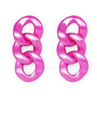 Fuchsia Triple Chain Earring